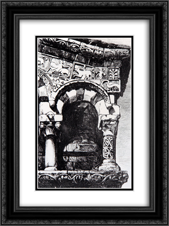 Arch from the Facade of the Church of San Michele 18x24 Black Ornate Wood Framed Art Print Poster with Double Matting by Ruskin, John