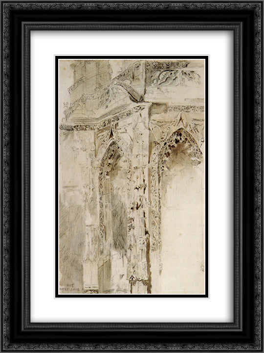 Caen St Sauveur 18x24 Black Ornate Wood Framed Art Print Poster with Double Matting by Ruskin, John