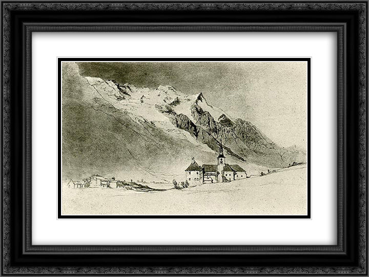 Chamouni 24x18 Black Ornate Wood Framed Art Print Poster with Double Matting by Ruskin, John