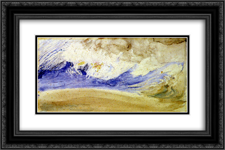 Cloud Study 24x16 Black Ornate Wood Framed Art Print Poster with Double Matting by Ruskin, John