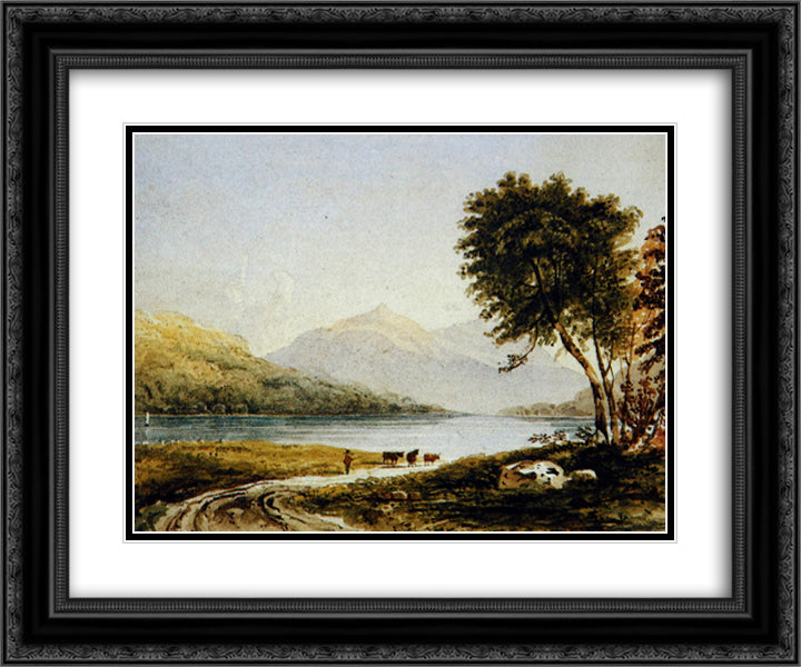 Copy of A. V. Copley Fielding's Loch Achray 24x20 Black Ornate Wood Framed Art Print Poster with Double Matting by Ruskin, John