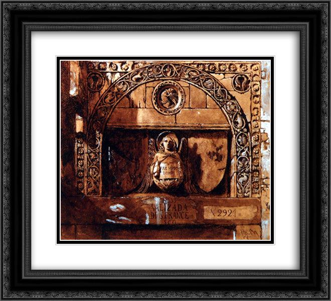 Doorhead from Ca Contarini 22x20 Black Ornate Wood Framed Art Print Poster with Double Matting by Ruskin, John