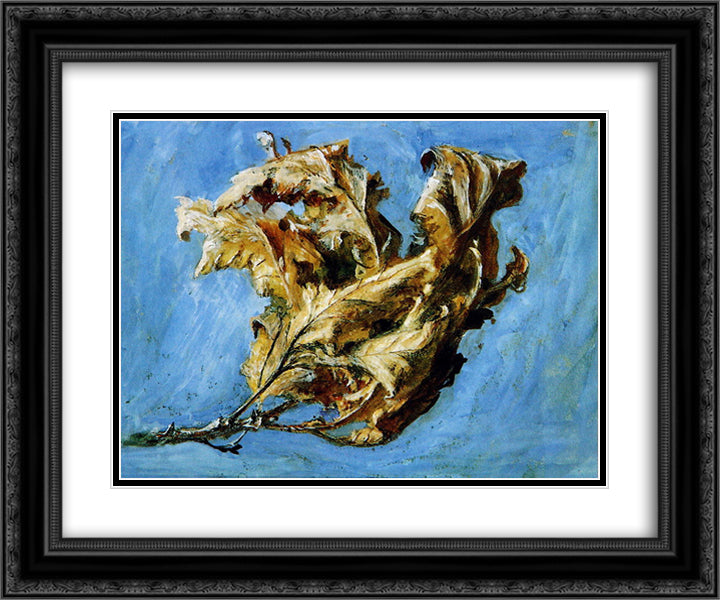 Fast sketch of withered oak 24x20 Black Ornate Wood Framed Art Print Poster with Double Matting by Ruskin, John