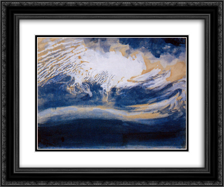 Ice Clouds over Coniston Old Man 24x20 Black Ornate Wood Framed Art Print Poster with Double Matting by Ruskin, John