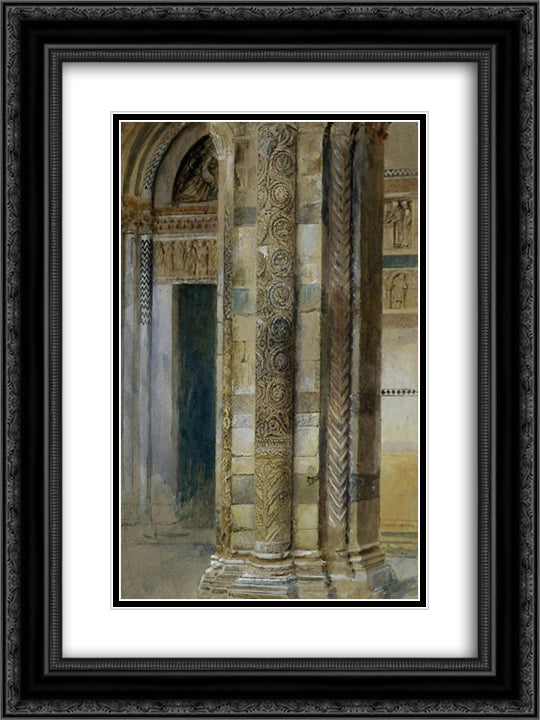 Interior of Lucca Cathedral 18x24 Black Ornate Wood Framed Art Print Poster with Double Matting by Ruskin, John