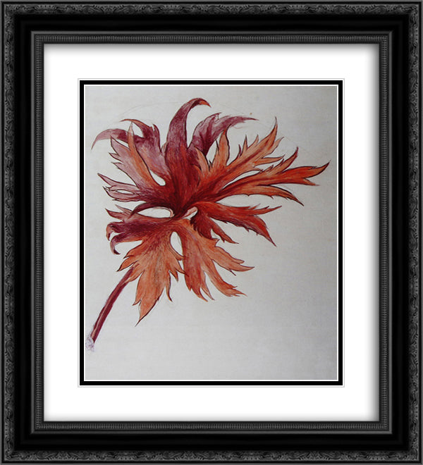 Orange and purple leafspray 20x22 Black Ornate Wood Framed Art Print Poster with Double Matting by Ruskin, John