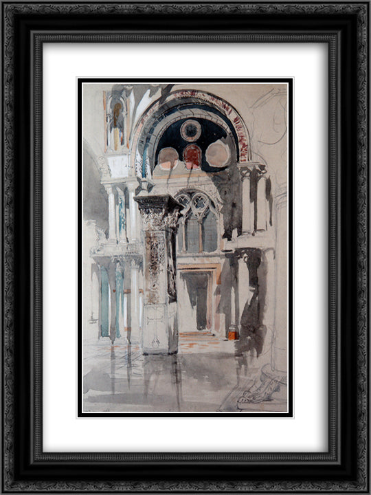 Part of St Mark Venice 18x24 Black Ornate Wood Framed Art Print Poster with Double Matting by Ruskin, John