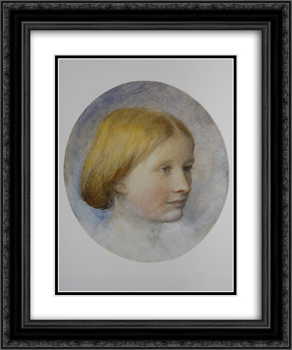 Portrait of Rose La Touche 20x24 Black Ornate Wood Framed Art Print Poster with Double Matting by Ruskin, John