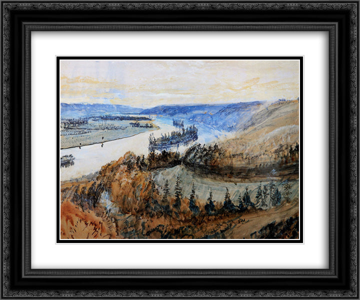 River Seine and its Islands 24x20 Black Ornate Wood Framed Art Print Poster with Double Matting by Ruskin, John