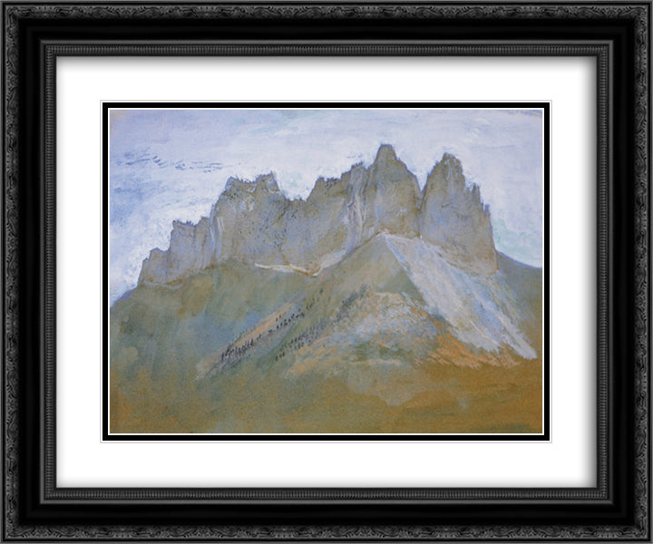 Rochers de Lanfon, Lake Annecy 24x20 Black Ornate Wood Framed Art Print Poster with Double Matting by Ruskin, John