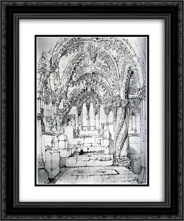 Roslin Chapel 20x24 Black Ornate Wood Framed Art Print Poster with Double Matting by Ruskin, John
