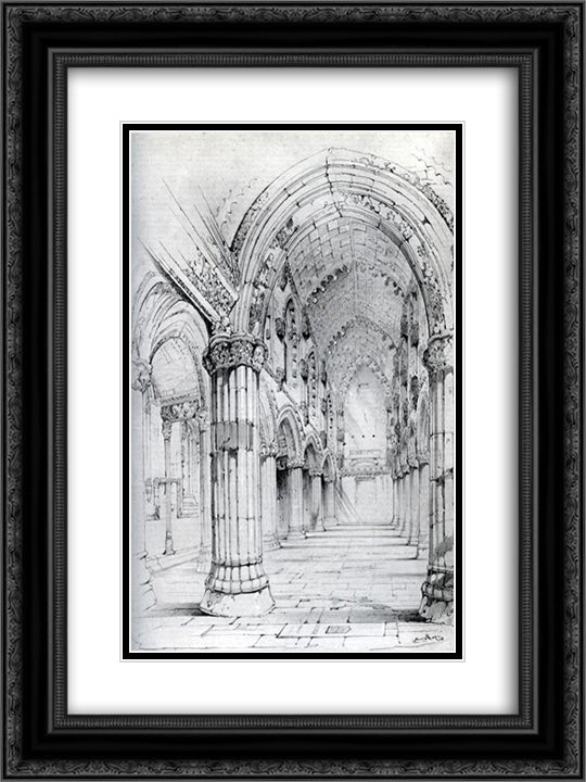 Roslin Chapel 18x24 Black Ornate Wood Framed Art Print Poster with Double Matting by Ruskin, John
