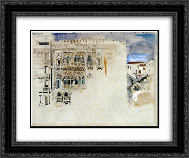 The Casa d Oro Venice 24x20 Black Ornate Wood Framed Art Print Poster with Double Matting by Ruskin, John
