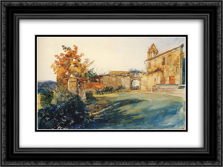 The Garden of San Miniato near Florence 24x18 Black Ornate Wood Framed Art Print Poster with Double Matting by Ruskin, John