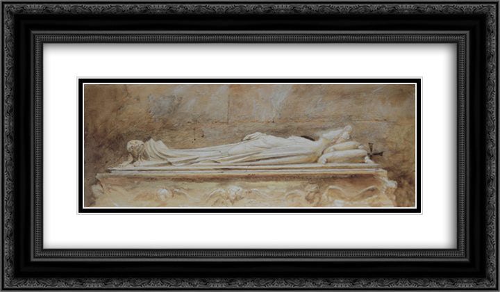 The Tomb of Ilaria del Caretto at Lucca 24x14 Black Ornate Wood Framed Art Print Poster with Double Matting by Ruskin, John