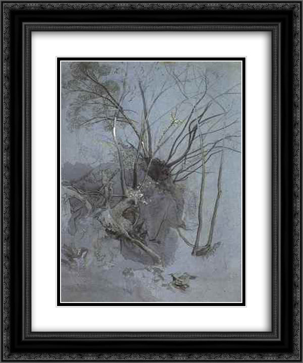 Tree study 20x24 Black Ornate Wood Framed Art Print Poster with Double Matting by Ruskin, John