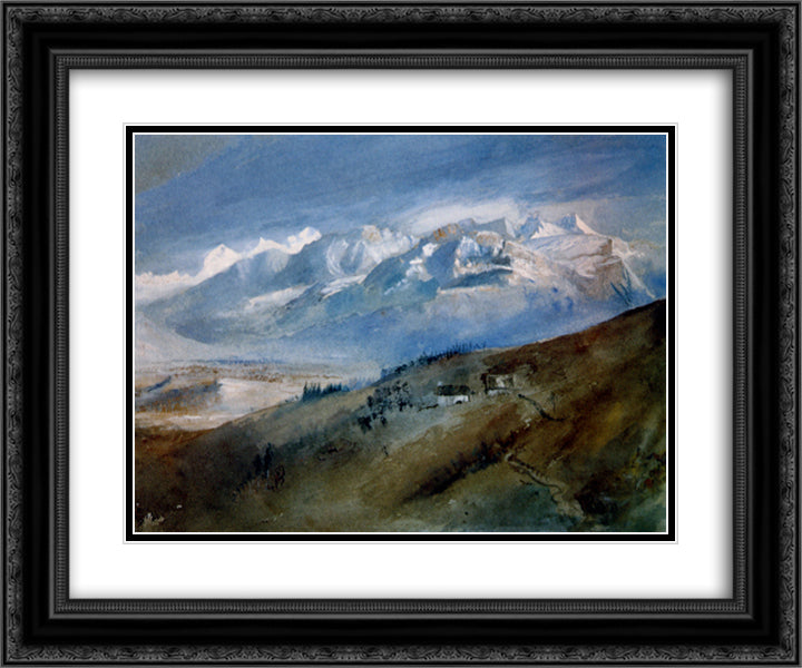 View from my Window at Mornex 24x20 Black Ornate Wood Framed Art Print Poster with Double Matting by Ruskin, John