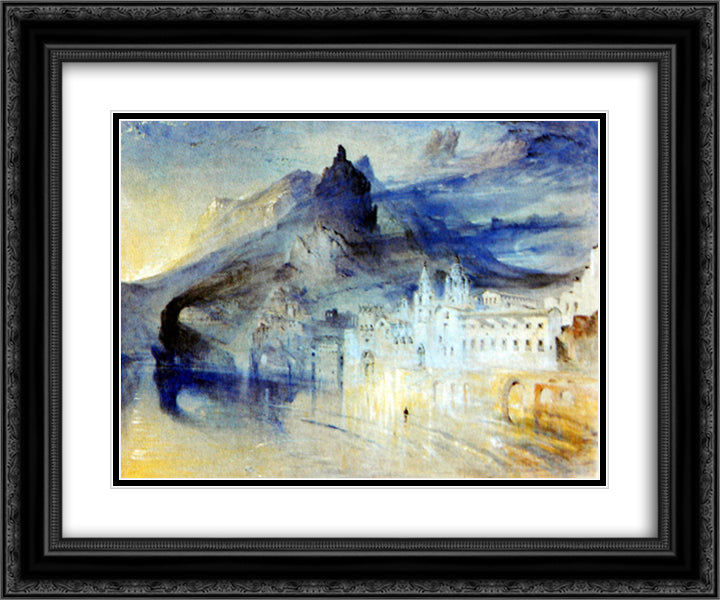 View of Amalfi 24x20 Black Ornate Wood Framed Art Print Poster with Double Matting by Ruskin, John