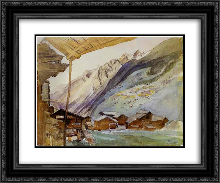 Zermatt 24x20 Black Ornate Wood Framed Art Print Poster with Double Matting by Ruskin, John