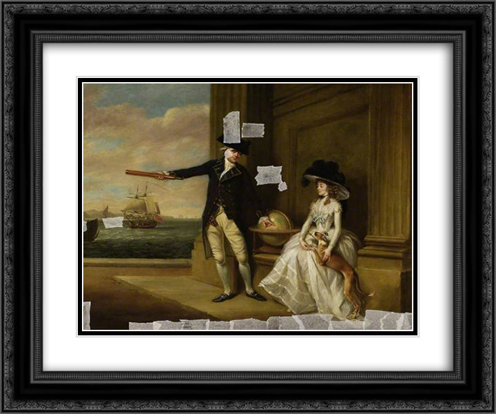 Captain and Mrs Hardcastle 24x20 Black Ornate Wood Framed Art Print Poster with Double Matting by Russell, John