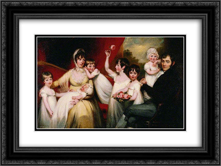 John Lee (d.1809), and His Family 24x18 Black Ornate Wood Framed Art Print Poster with Double Matting by Russell, John
