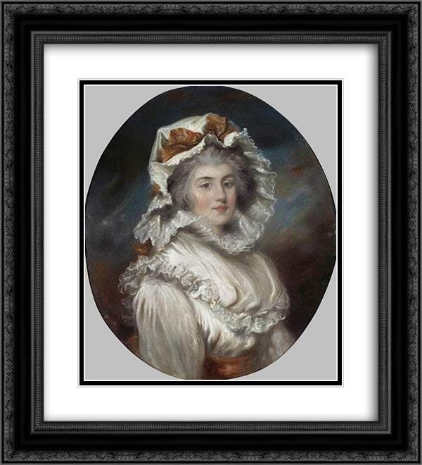 Portrait of a girl in a Bonnet 20x22 Black Ornate Wood Framed Art Print Poster with Double Matting by Russell, John