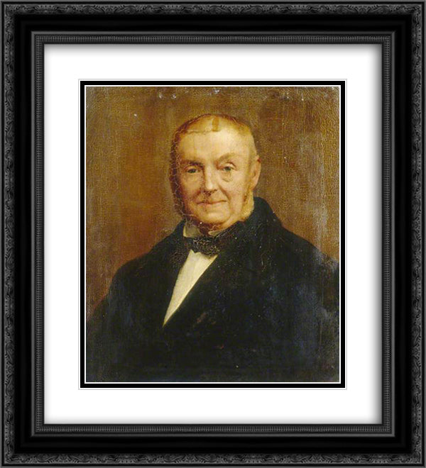 Portrait of a Man 20x22 Black Ornate Wood Framed Art Print Poster with Double Matting by Russell, John