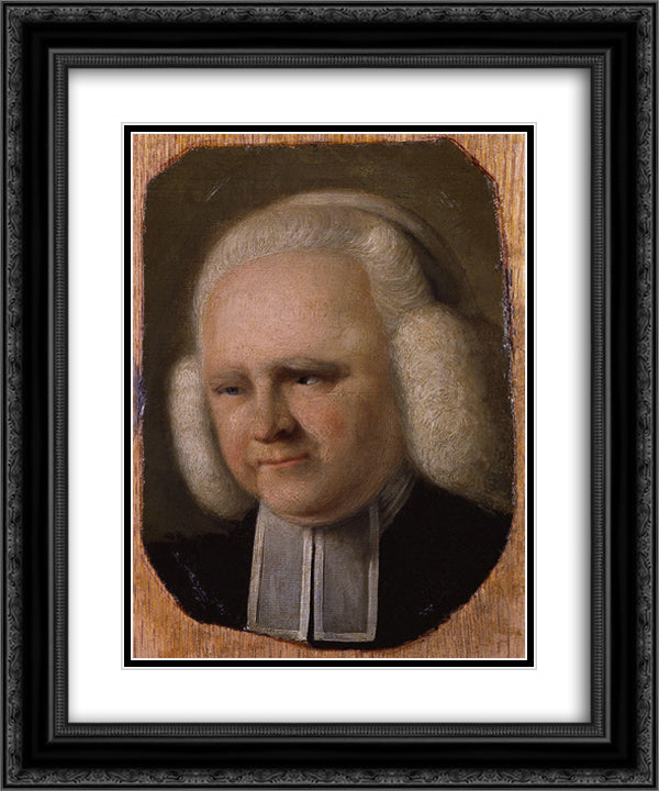 Portrait of George Whitefield 20x24 Black Ornate Wood Framed Art Print Poster with Double Matting by Russell, John