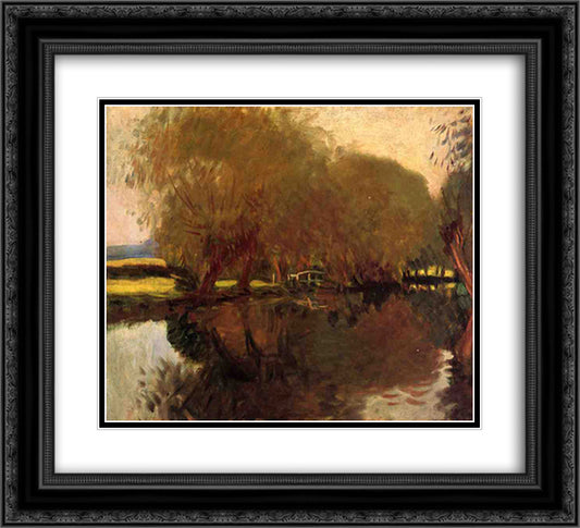 A Backwater at Calcot Near Reading 22x20 Black Ornate Wood Framed Art Print Poster with Double Matting by Sargent, John Singer