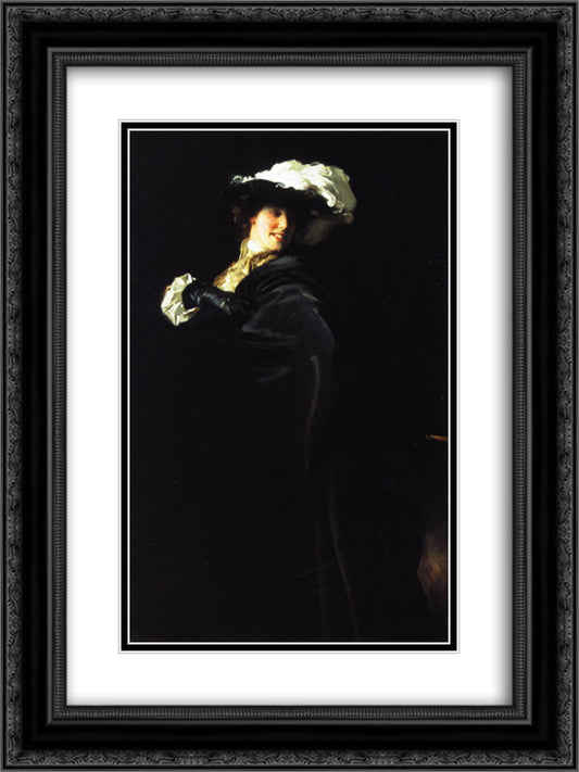 A Vele Gonfie (also known as Ena Wertheimer) 18x24 Black Ornate Wood Framed Art Print Poster with Double Matting by Sargent, John Singer