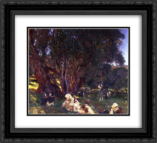 Albanian Olive Pickers 22x20 Black Ornate Wood Framed Art Print Poster with Double Matting by Sargent, John Singer