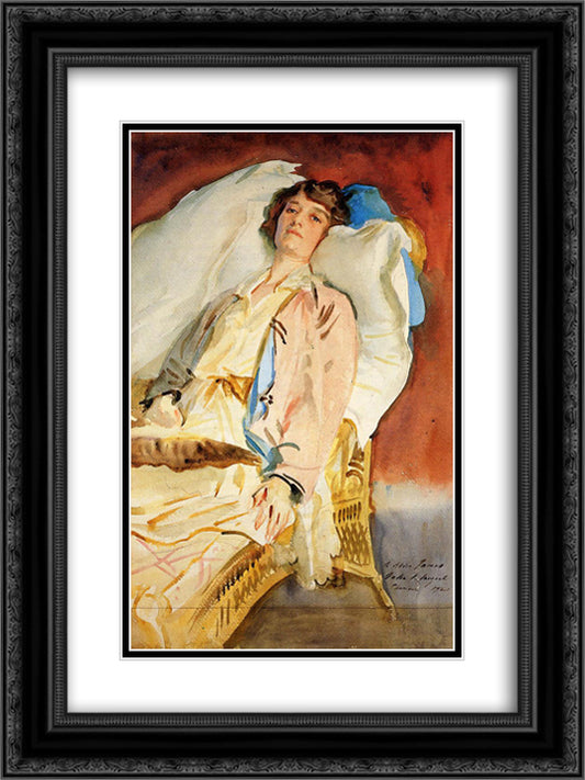 Alice Runnels James (Mrs. William James) 18x24 Black Ornate Wood Framed Art Print Poster with Double Matting by Sargent, John Singer