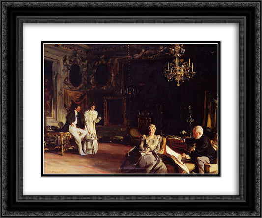 An Interior in Venice 24x20 Black Ornate Wood Framed Art Print Poster with Double Matting by Sargent, John Singer