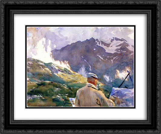 Artist in the Simplon 24x20 Black Ornate Wood Framed Art Print Poster with Double Matting by Sargent, John Singer