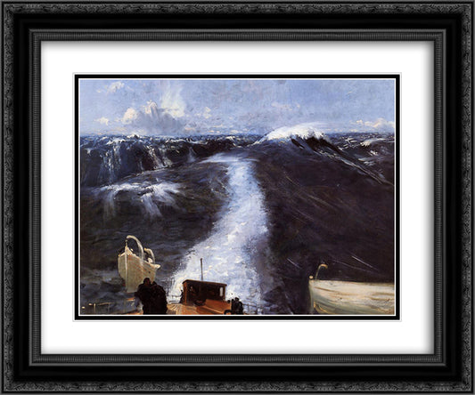 Atlantic Storm 24x20 Black Ornate Wood Framed Art Print Poster with Double Matting by Sargent, John Singer