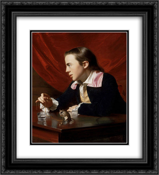 Boy with Squirrel (Henry Pelham) 20x22 Black Ornate Wood Framed Art Print Poster with Double Matting by Copley, John Singleton