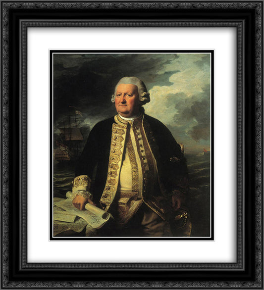 Clark Gayton, Admiral of the White 20x22 Black Ornate Wood Framed Art Print Poster with Double Matting by Copley, John Singleton