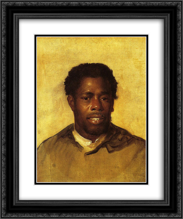 Head of a Negro 20x24 Black Ornate Wood Framed Art Print Poster with Double Matting by Copley, John Singleton