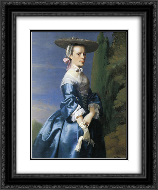 Mrs. Nathaniel Allen (Sarah Sargnet) 20x24 Black Ornate Wood Framed Art Print Poster with Double Matting by Copley, John Singleton