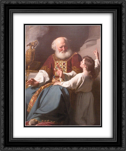 Painting of Samuel learning from Eli 20x24 Black Ornate Wood Framed Art Print Poster with Double Matting by Copley, John Singleton