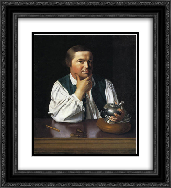 Paul Revere 20x22 Black Ornate Wood Framed Art Print Poster with Double Matting by Copley, John Singleton