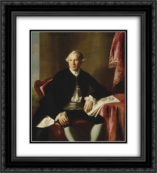 Portrait of Joseph Warren 20x22 Black Ornate Wood Framed Art Print Poster with Double Matting by Copley, John Singleton