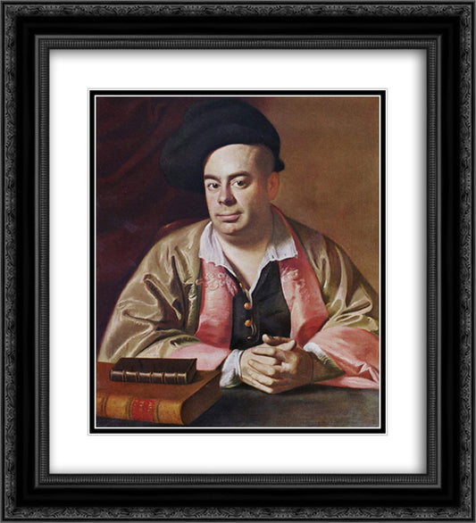 Portrait of Nathaniel Hurd 20x22 Black Ornate Wood Framed Art Print Poster with Double Matting by Copley, John Singleton