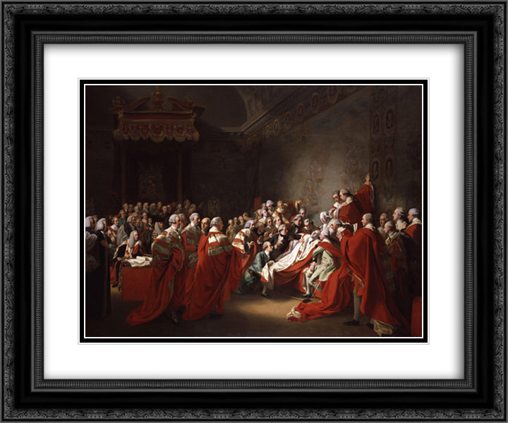 The Death of the Earl of Chatham 24x20 Black Ornate Wood Framed Art Print Poster with Double Matting by Copley, John Singleton