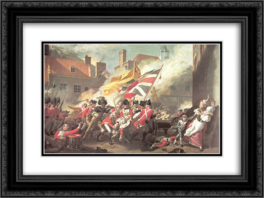 The Major Peirson's Death 24x18 Black Ornate Wood Framed Art Print Poster with Double Matting by Copley, John Singleton