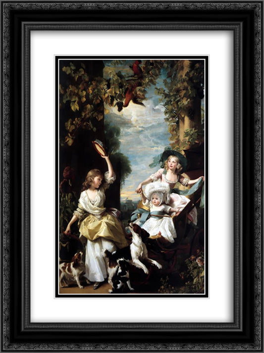 The three youngest daughters of George III 18x24 Black Ornate Wood Framed Art Print Poster with Double Matting by Copley, John Singleton