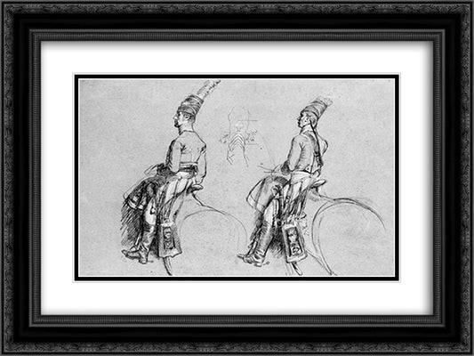 Two Equestrian Figures 24x18 Black Ornate Wood Framed Art Print Poster with Double Matting by Copley, John Singleton