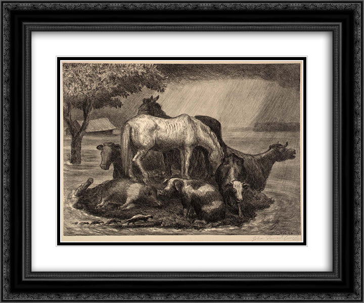 Sanctuary 24x20 Black Ornate Wood Framed Art Print Poster with Double Matting by Steuart Curry, John
