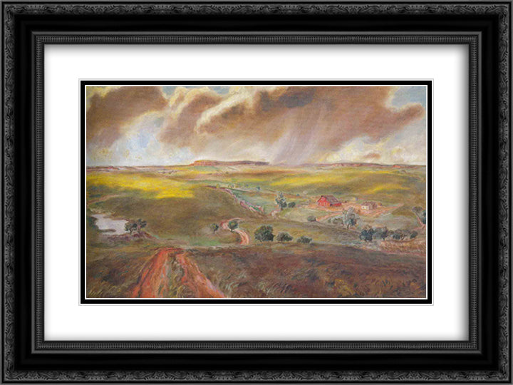 Spring Shower 24x18 Black Ornate Wood Framed Art Print Poster with Double Matting by Steuart Curry, John