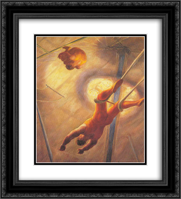 The Flying Codonas 20x22 Black Ornate Wood Framed Art Print Poster with Double Matting by Steuart Curry, John